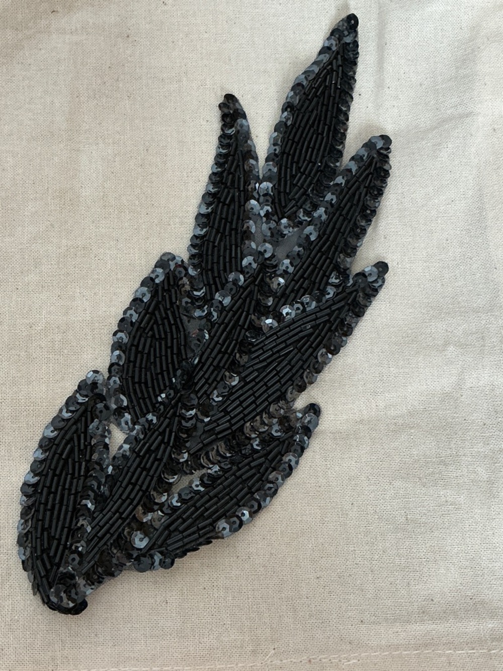 Black Sequin Leaf Appliqué for Women Accessories